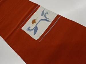 色紙に抽象花唐草模様織出し名古屋帯